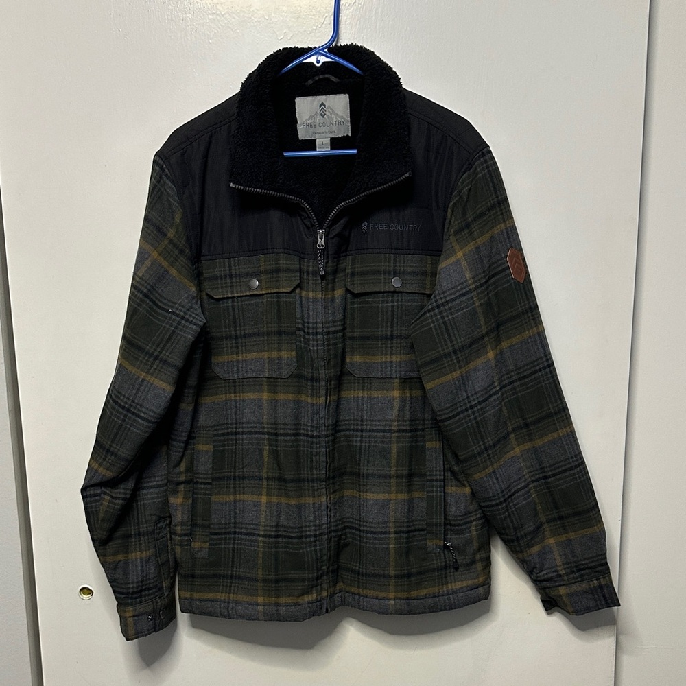 Free Country Dark Plaid Shirt Jacket